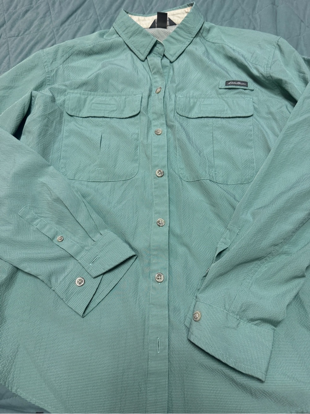 Eddie Bauer Women's Seafoam Green Button-Down Shirt
